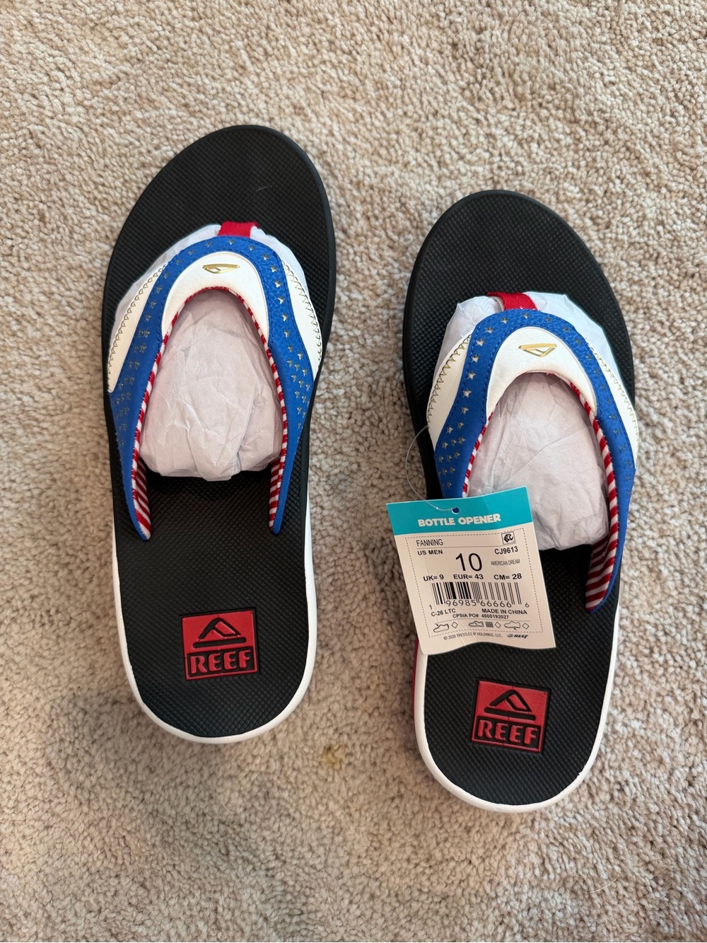 Reef Men's Flip Flops - Black, Blue, White & Red